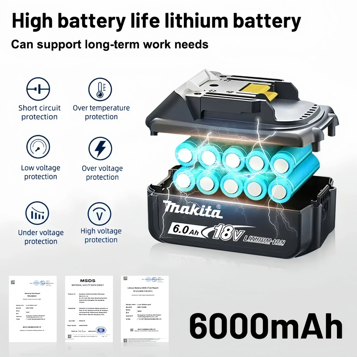 Original Makita 18V 6.0Ah Li-ion Battery BL1860B LXT Lithium