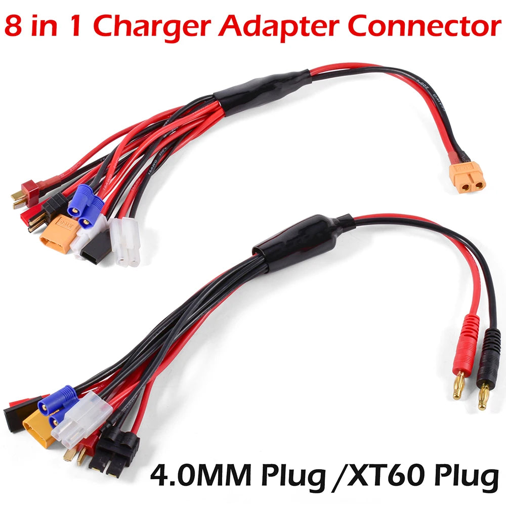 RC Charger Adapter Connector 8 In 1 Charger 4.0mm Banana XT6
