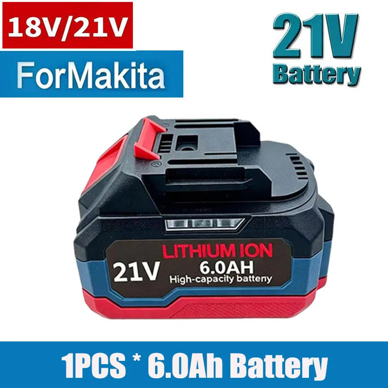 Original for Makita 21V Battery 6AH-12AH Power Tool Lithium Battery LED Indicator Batteries Pack for Makita 18V Battery Pins