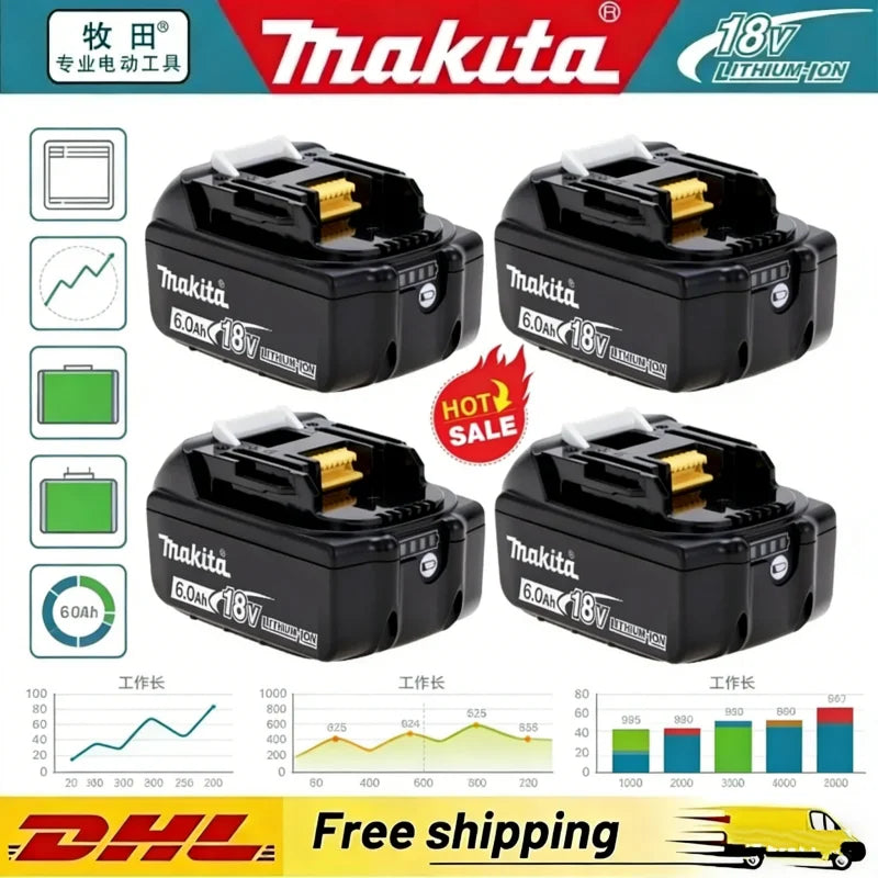 Genuine 6AH makita BL1860 18V Battery Power Tools Li-ion Rep
