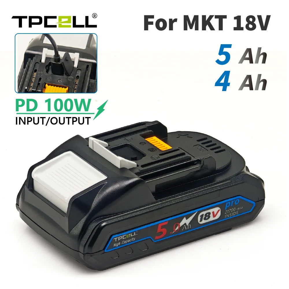 TPCELL PD100W 4/5Ah For MKT 18V 21700 Tabless cells Replacem