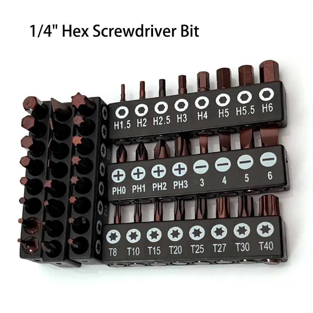 8pcs 1/4 Screwdriver Bit Set S2 25mm Cross Hexagonal Torx wi