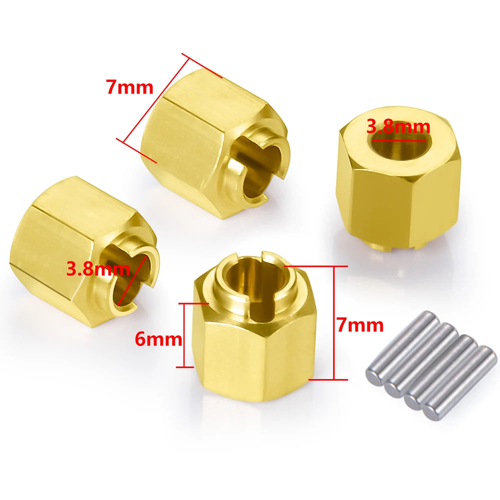 AXSPEED Brass Wheel Hex Hub Extenders Adapter 4/5/6/7/10mm for 1/18 RC Crawler Car TRX4M Bronco Defender Upgrade Parts