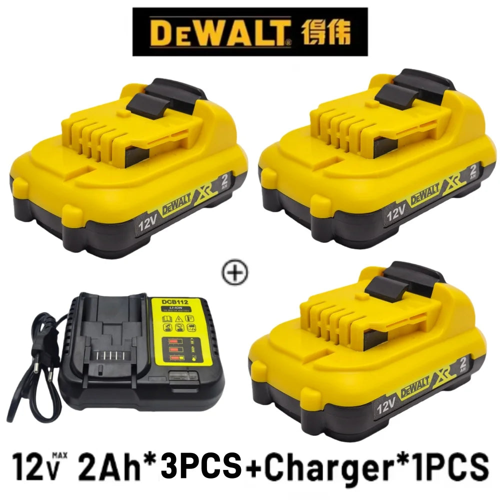 Rechargeable 2Ah Lithium-ion Battery for DeWalt 12V Tools Compatible with DCB120 DCB127 DCB124-XJ DCD796 DCF922 Power Tools