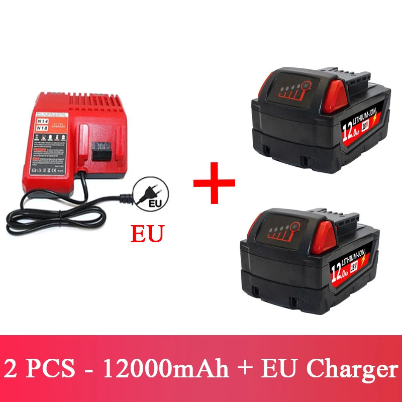 For Milwaukee M18 Power Tool Battery Charger BR XC 18V Milwaukee M18B5 48-11-1860 Built-in 18650 Battery 6.0Ah/9.0Ah/12.0Ah