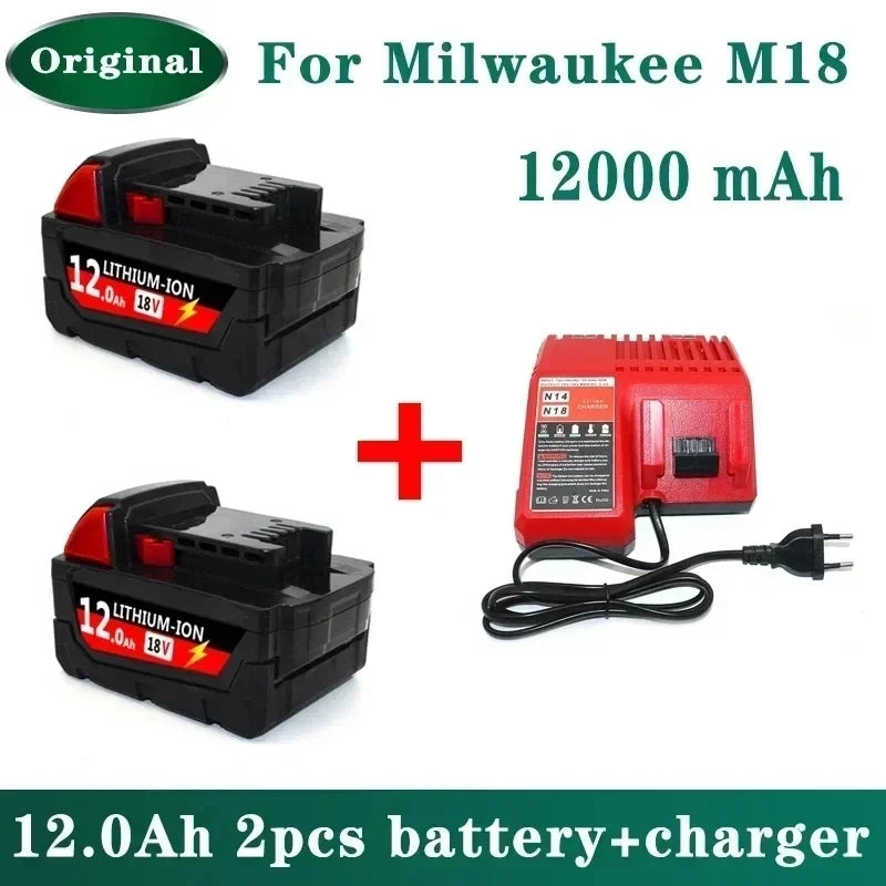 18V 12.0Ah Replacement Lithium Ion Battery For Milwaukee M18 Power Tool Batteries 48-11-1815 48-11-1850 48-11-1860 Z50+charge