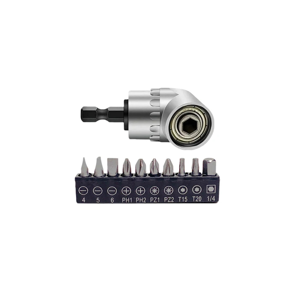 iLMH 105 Right Angle Drill Adapter 1/4 Hex Magnetic Bit Holder Tight Space Screwdriver Attachment Hand Drill Repair Tools