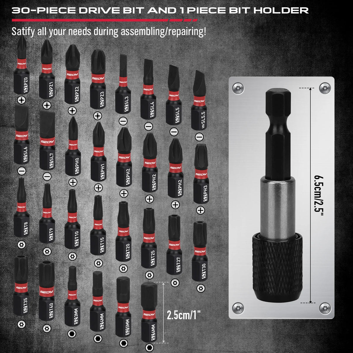 SEDY 64-Piece 1/4 Drive Impact Socket Wrench Driver-Bits Set