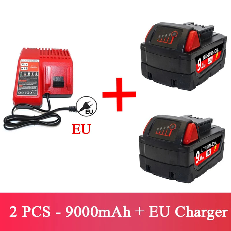 For Milwaukee M18 Power Tool Battery Charger BR XC 18V Milwaukee M18B5 48-11-1860 Built-in 18650 Battery 6.0Ah/9.0Ah/12.0Ah