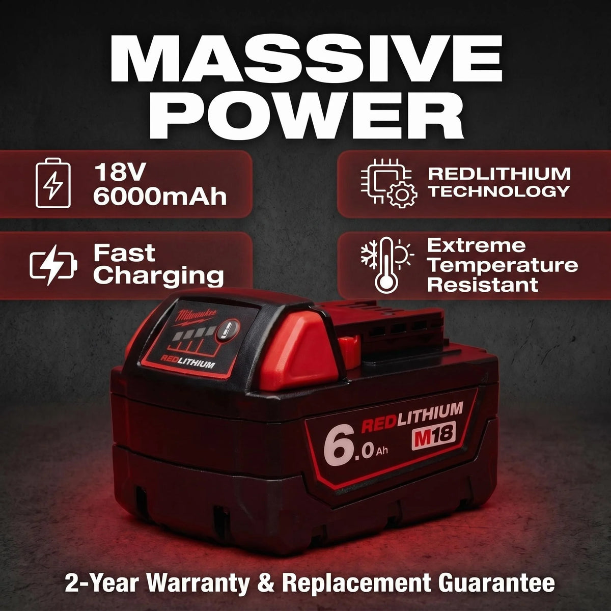 100% New Milwaukee M18 6.0Ah High Output Battery 18V Lithium