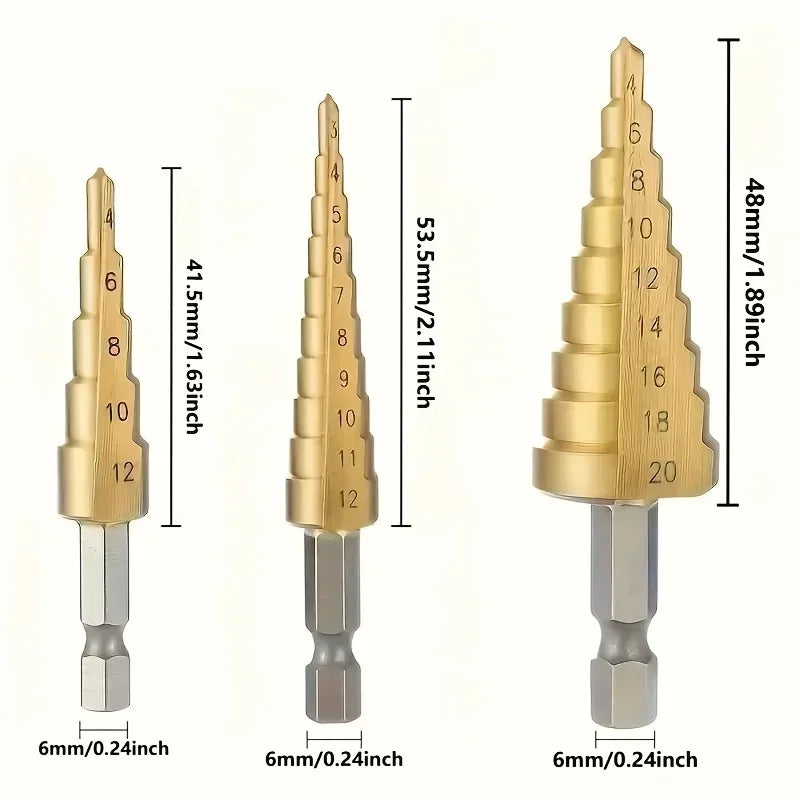 6Pcs Step Saw Drill Bit Set HSS Titanium Drill Bits Kit for 