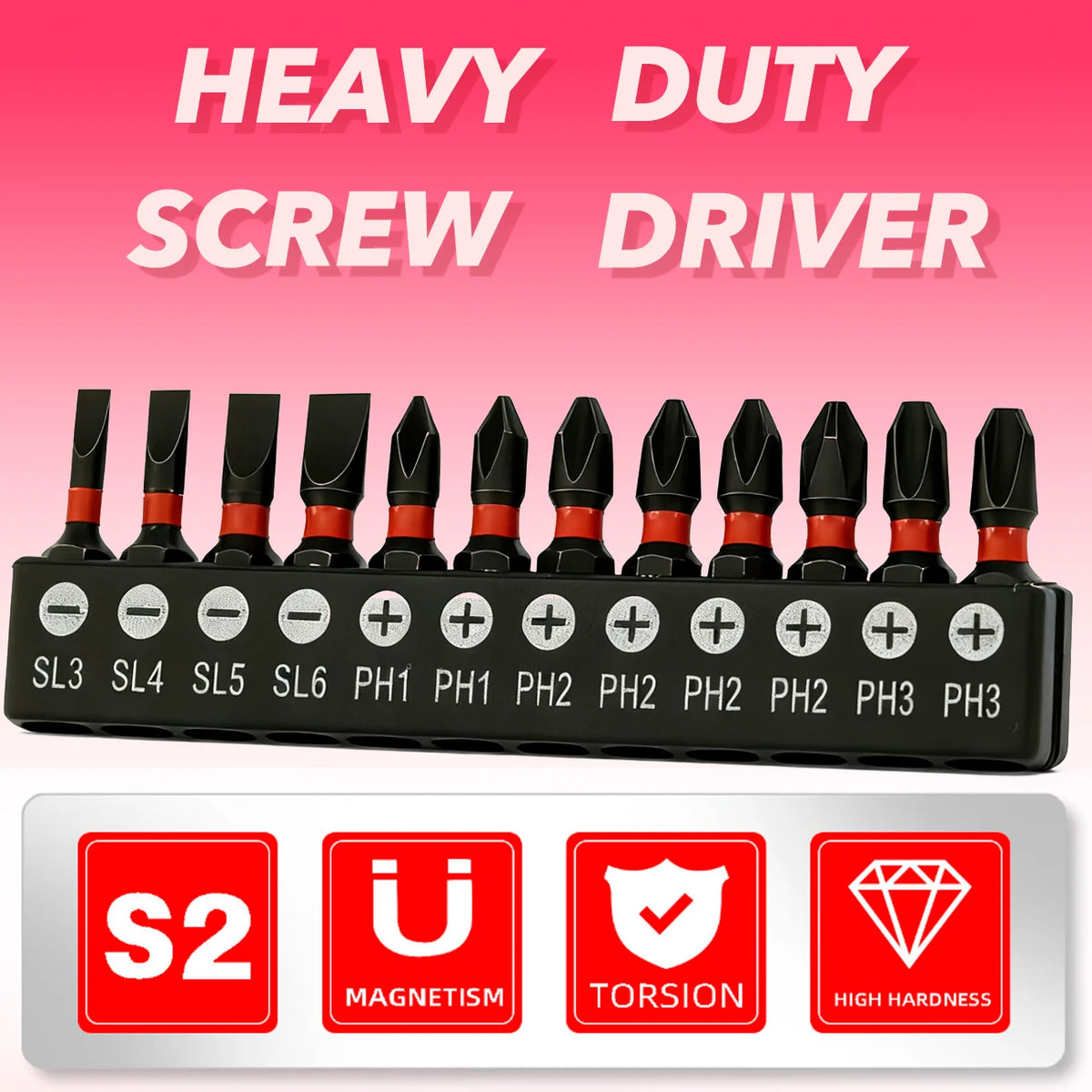 12/24 Pieces of Ph/Sl High-Strength Impact-Resistant Screwdr