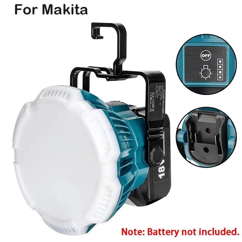 24W Portable LED Warning Light Work Light Outdoor Lighting For Makita Power Tools 14.4V 18V 20V Lithium Battery LED Lamp