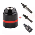 4pcs/set 0.8 10mm Ratchet Self-locking Drill Chuck 3/8-24UNF Thread 3Jaw Metal Keyless Chuck Power Chuck for Drill Bits&Sleeve