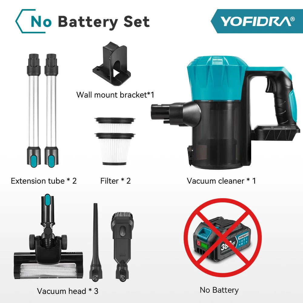 YOFIDRA 1.5L Cordless Electric Vacuum Cleaner Efficient Rechargeable Dust Catcher Cleaning Power Tools For Makita Battery Pin