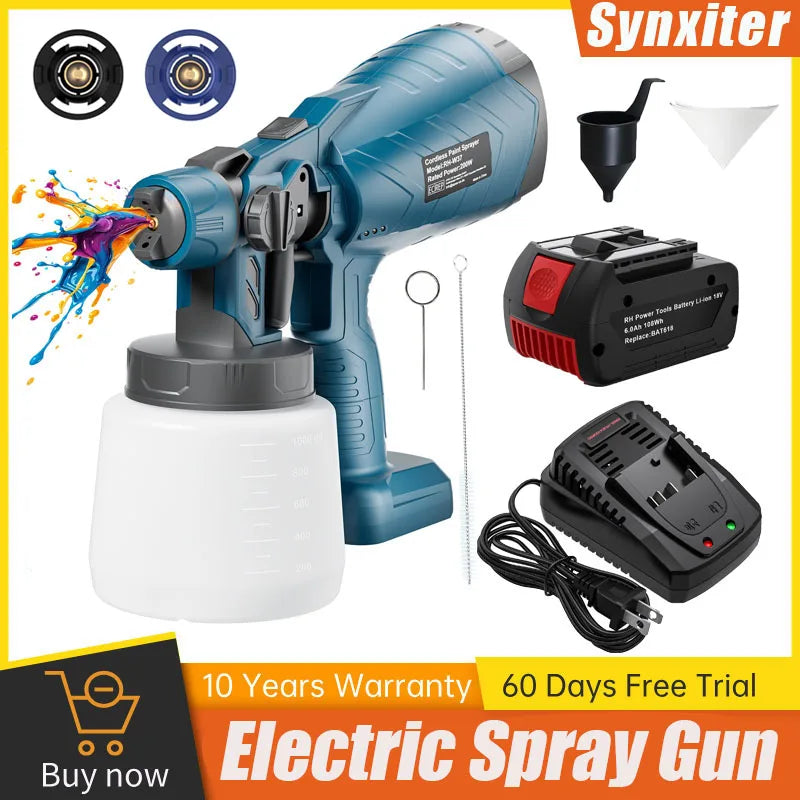 1000ML Cordless Spray Gun For Bosch BAT618 18V Battery Elect