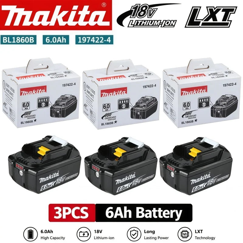 Genuine BL1860B 18V 6.0Ah Li-ion Battery for Makita 18V LXT Cordless Drill Driver Wrench Saw Power Tool with LED Indicator