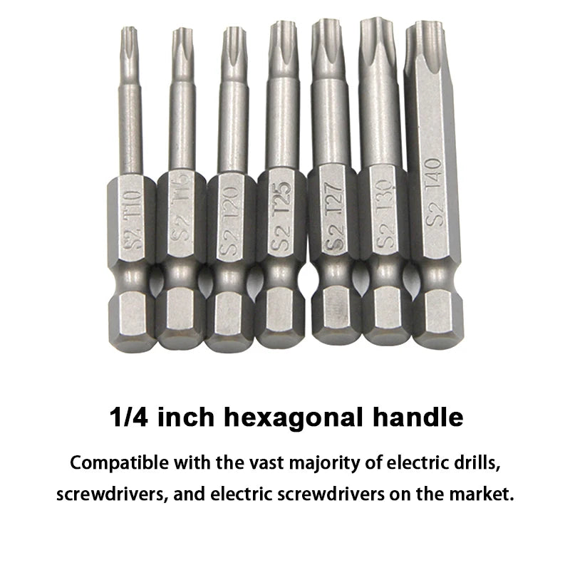 7PC S2 Hexagonal Handle Magnetic Screwdriver Bit Set Hollow 
