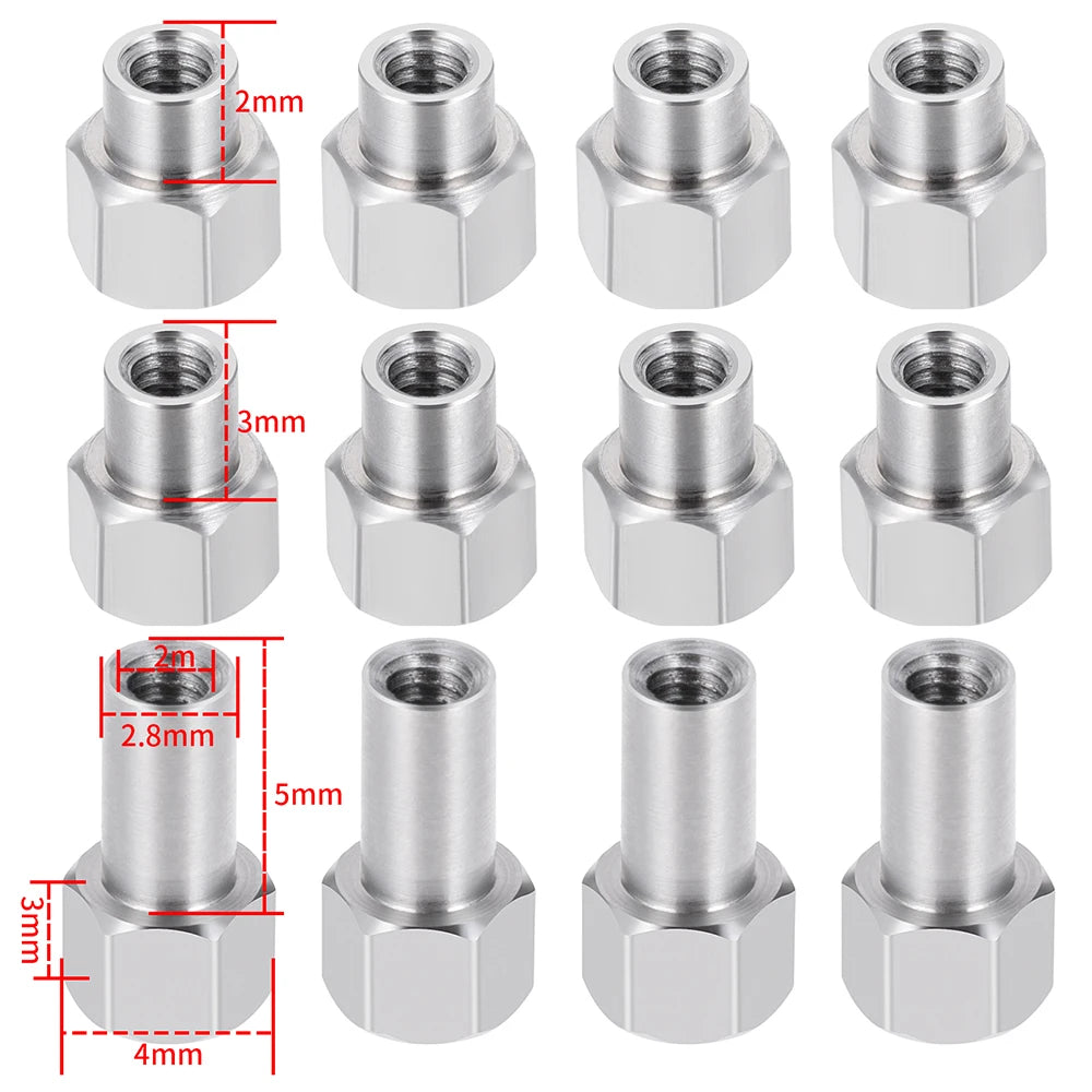 AXSPEED 4Pcs M2 Hex Wheel Nuts Extension Adapter 2/3/5mm for