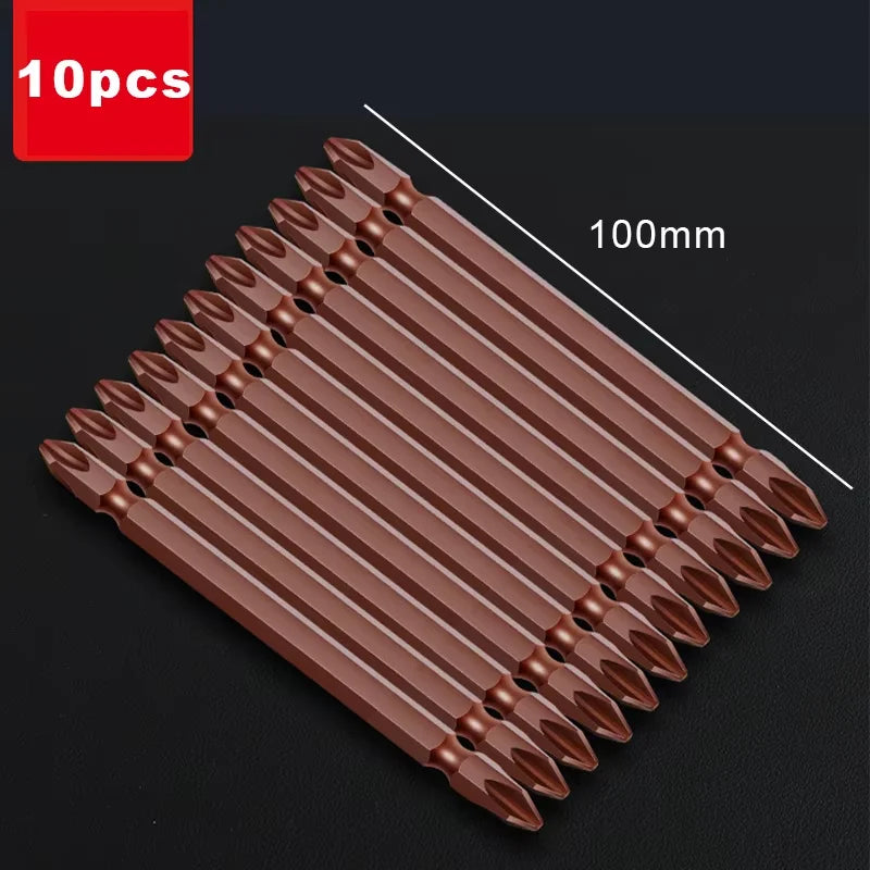 50mm-150mm Magnetic Impact Double Head Cross Screw Drill Bit Set Handheld Screw Disassembly and Assembly Power Tool 10 Piece Set