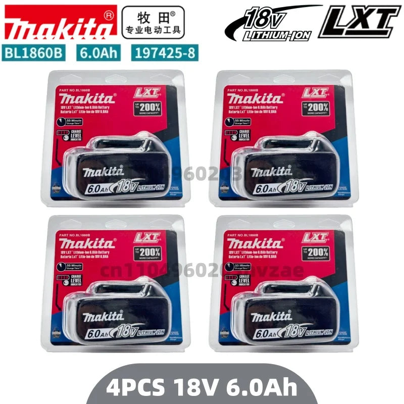 100% Original Makita BL1860B 18V 6.0Ah Battery with LED Power Indicator Extended Runtime for LXT Cordless Tools