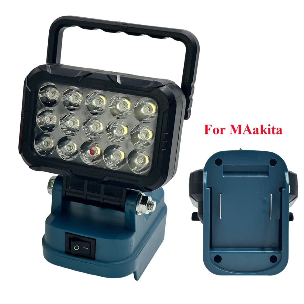 Power Tool Parts for Makita/Milwaukee/Dewalt 18V Lithium Battery LED Work Lights Lamp Hand Lantern Spotlight USB Charger