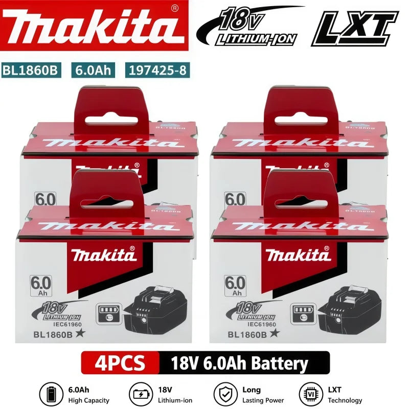 Genuine BL1860B 18V 6.0Ah Li-ion Battery for Makita 18V LXT Cordless Drill Driver Wrench Saw Power Tool with LED Indicator