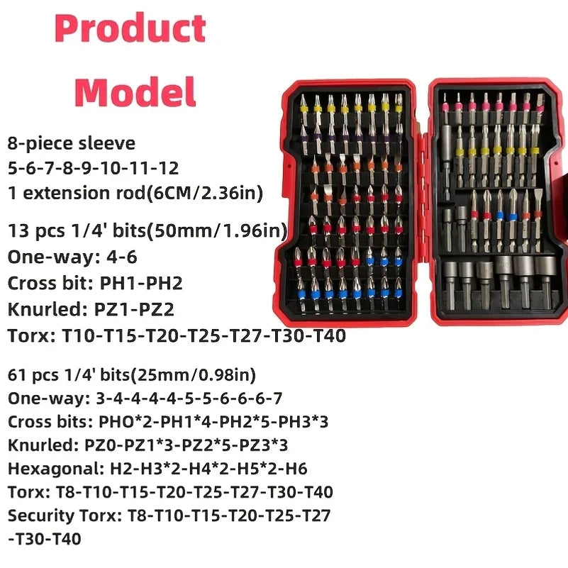 83Pcs Impact Driver Drill Bit Set with Magnetic Nut Driver S