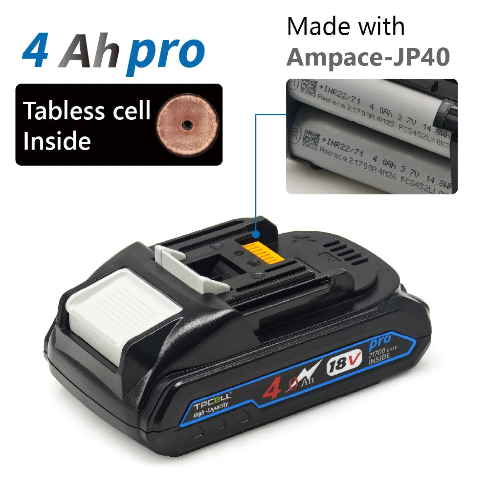 TPCELL New 4Ah/5Ah For MKT 18V 21700 Tabless cells Replacement Battery Power Tools Li-ion
