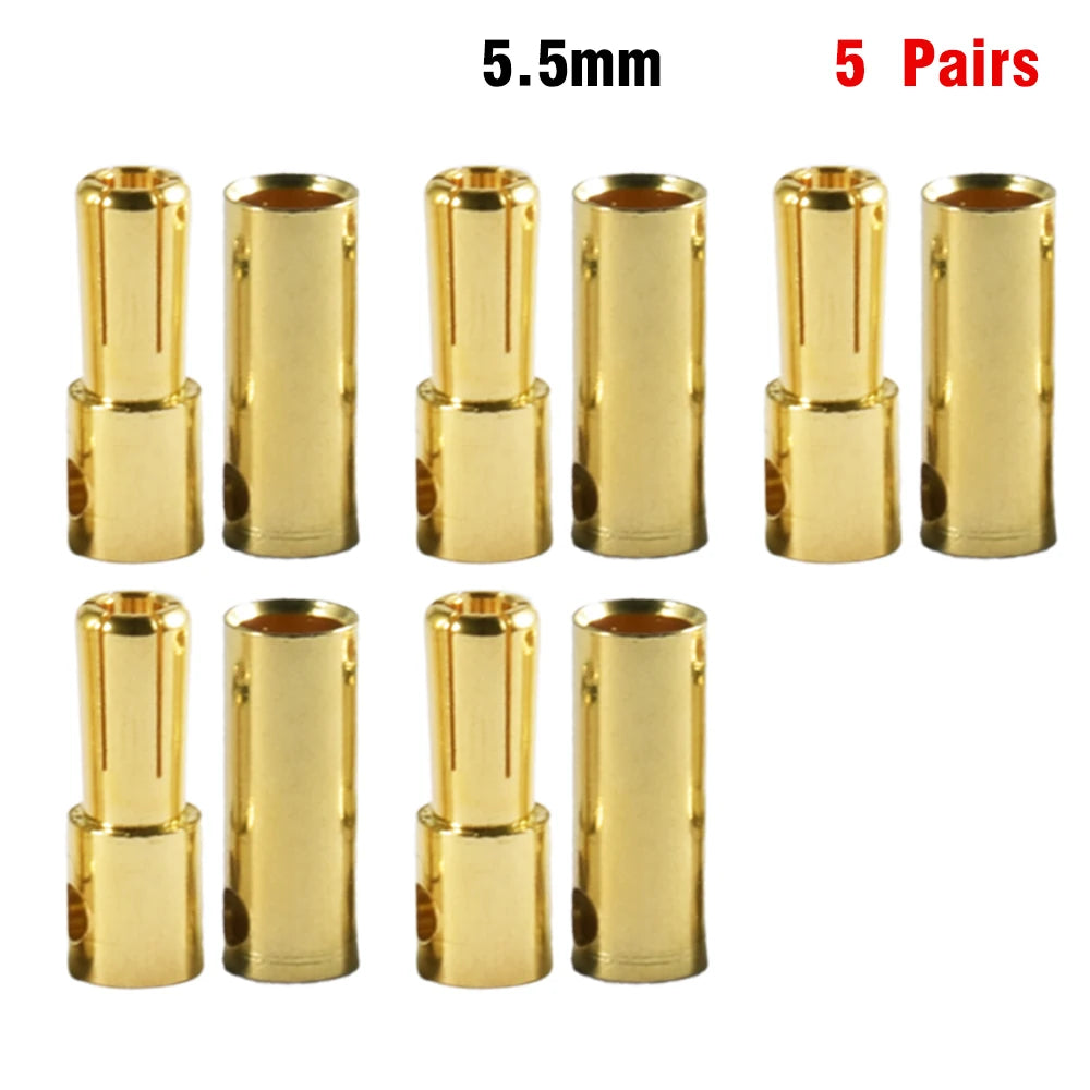 9IMOD 5/10Pair RC Bullet Connectors 2/3/3.5/4.0/5/5.5/6/8mm Male Female Banana Bullet Connector Plug Gold-plated Adapter