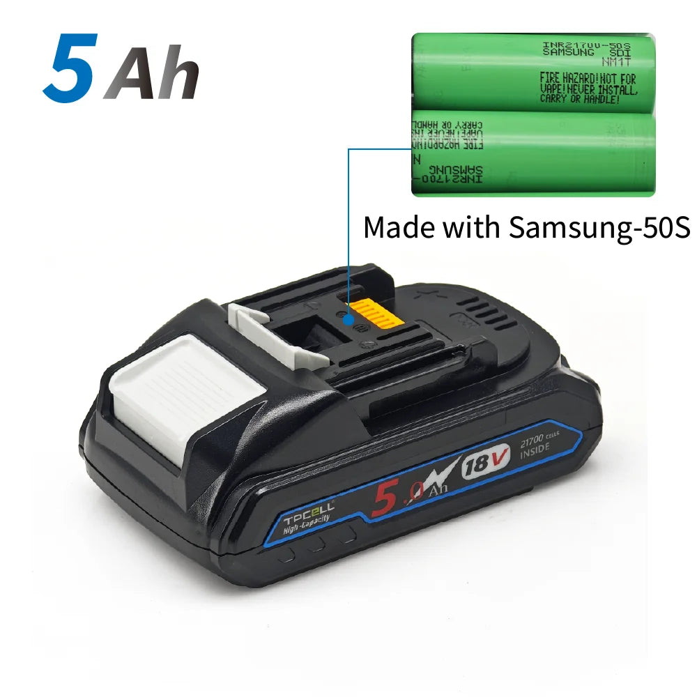 TPCELL New 4Ah/5Ah For MKT 18V 21700 Tabless cells Replacement Battery Power Tools Li-ion