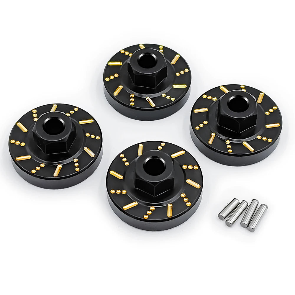 AXSPEED 4Pcs Wheel Hex Hub Adapters Brass Counterweight for 1/18 TRX4M Bronco Defender K10 F150 RC Crawler Model Car Parts