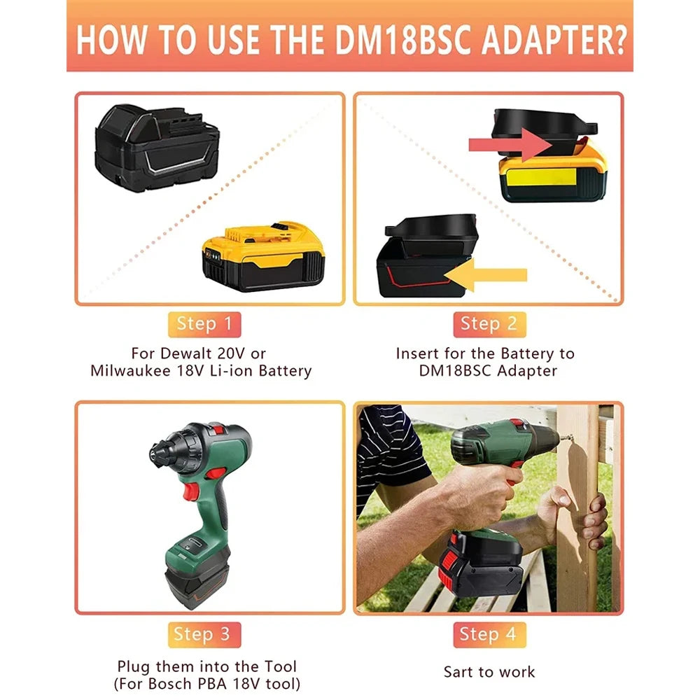 NEW DM18BSC Adapter Converter Use For Dewalt&Milwaukee Li-io