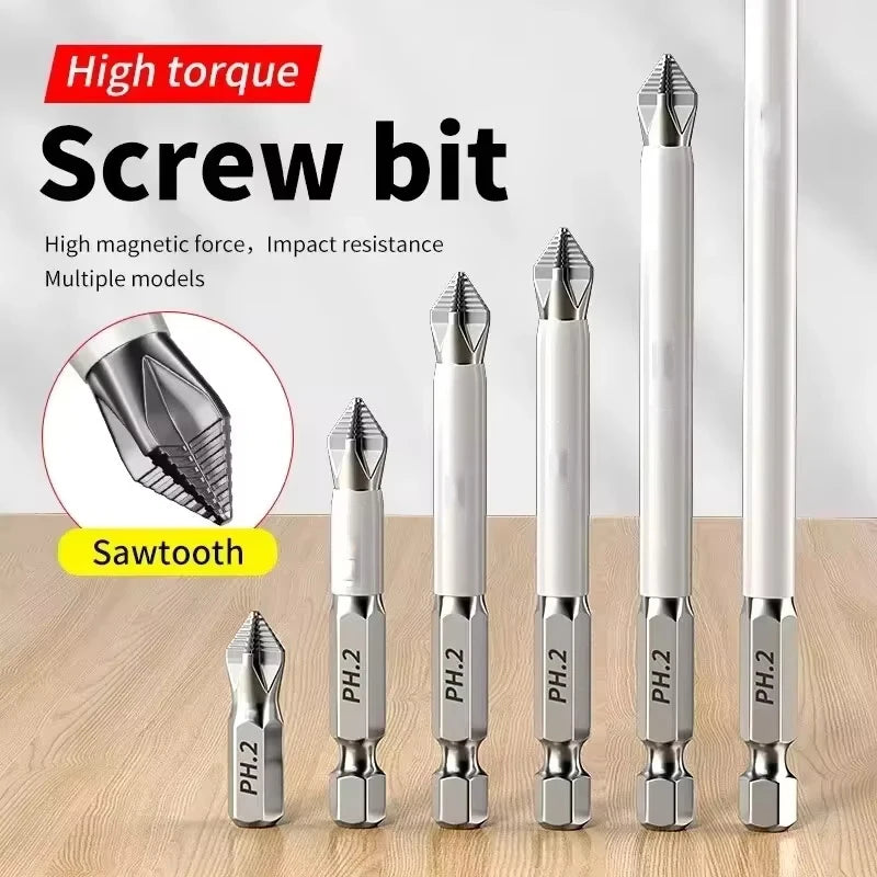 6/12PCS Magnetic Screwdriver Bit Set 1/4 Inch PH2 Anti-Slip 