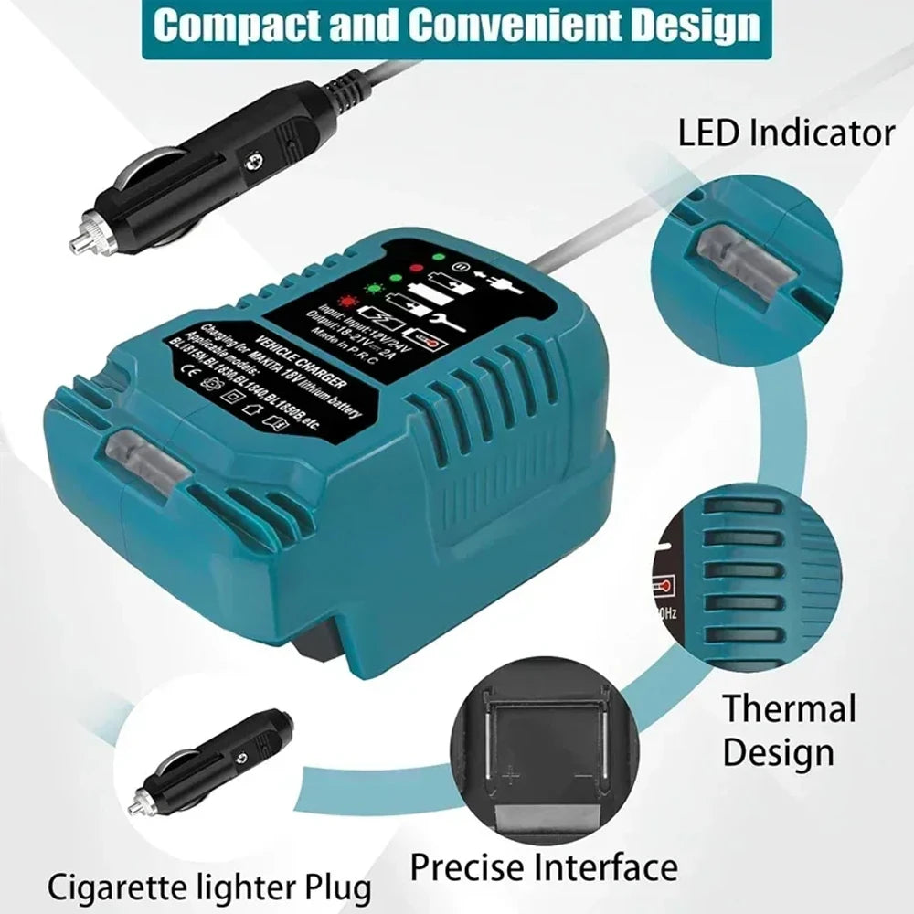 DC 12V/24V Li-ion Battery Mini Compact Car Charger Cigarette
