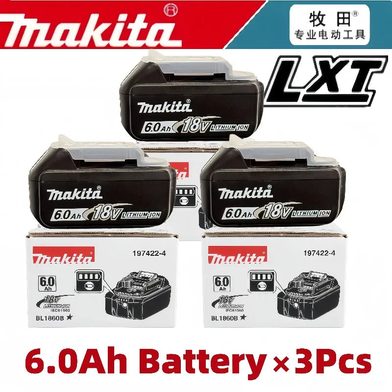 6Ah 100% Original Makita 18V Battery BL1860B Rechargeable Lithium-Ion Battery for Makita 18V Power Tools Replace the Battery.