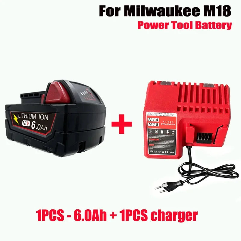 New Style For Milwaukee M18 Power Tool Battery Charger 18V 6000mAh M18B5 48-11-1860 18650 Battery 6.0Ah 9.0Ah 12.0Ah