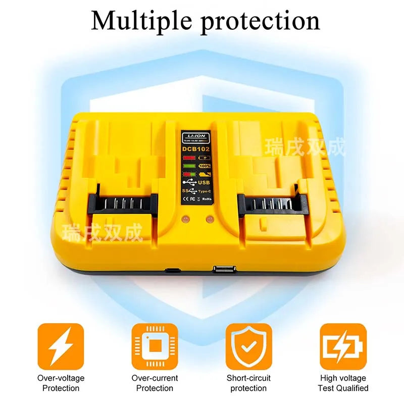 DCB102 Power Tool Lithium Battery 3A Double Charger For DeWa