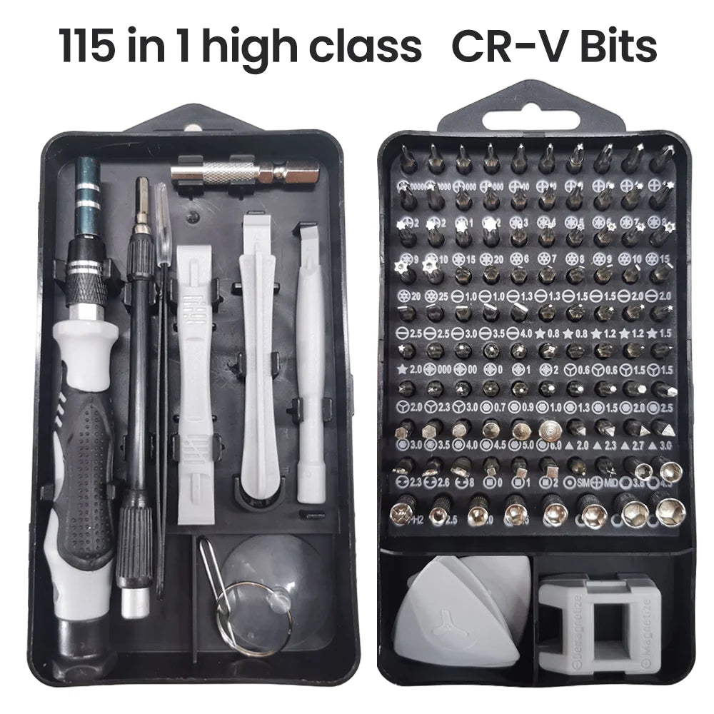 115 in 1 Precision Screwdriver Set 98 Bits Multifunctional Magnetic Repair Tools Kit for Computer Laptop Phone Household Repairs