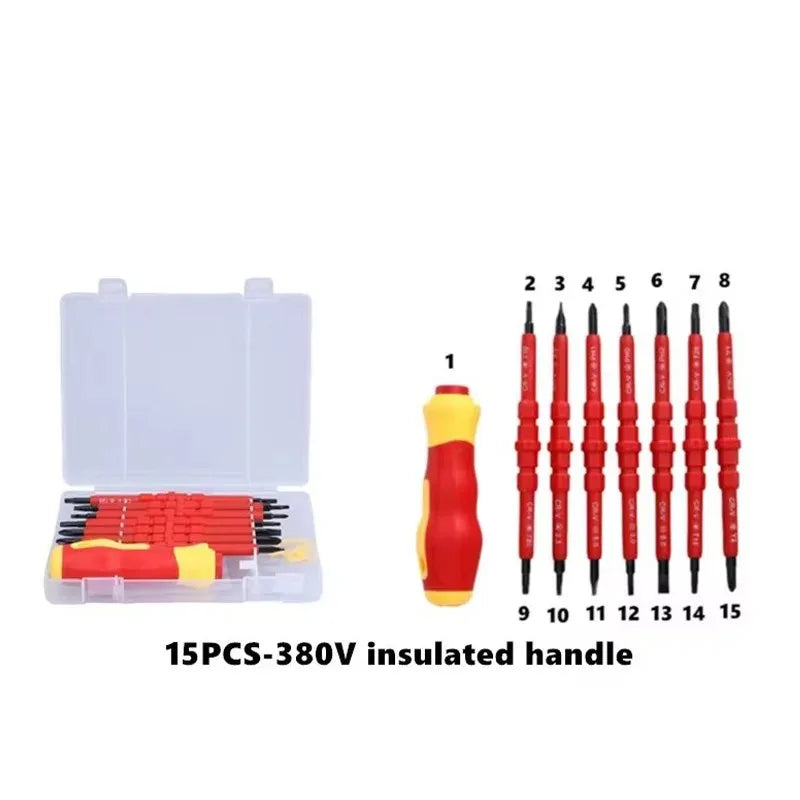 15Pcs 1000V Insulated Screwdrivers Set Electrician Repair To