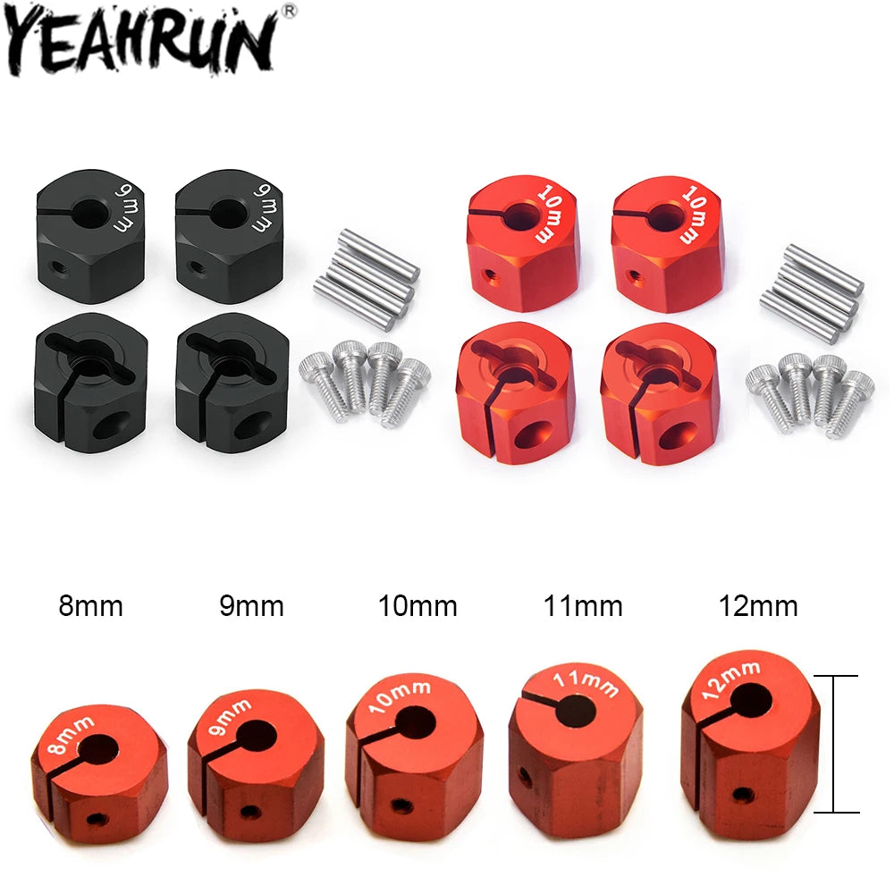 YEAHRUN 4PCS 12MM Hex Wheel Adapter with Pins Screws 8/9/10/