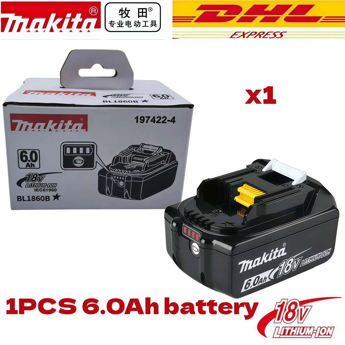 Replace the Original Makita BL1860 18V 6AH Lithium-Ion Makita Battery for Power Tools with BL1850B BL1860B Power Tool Battery