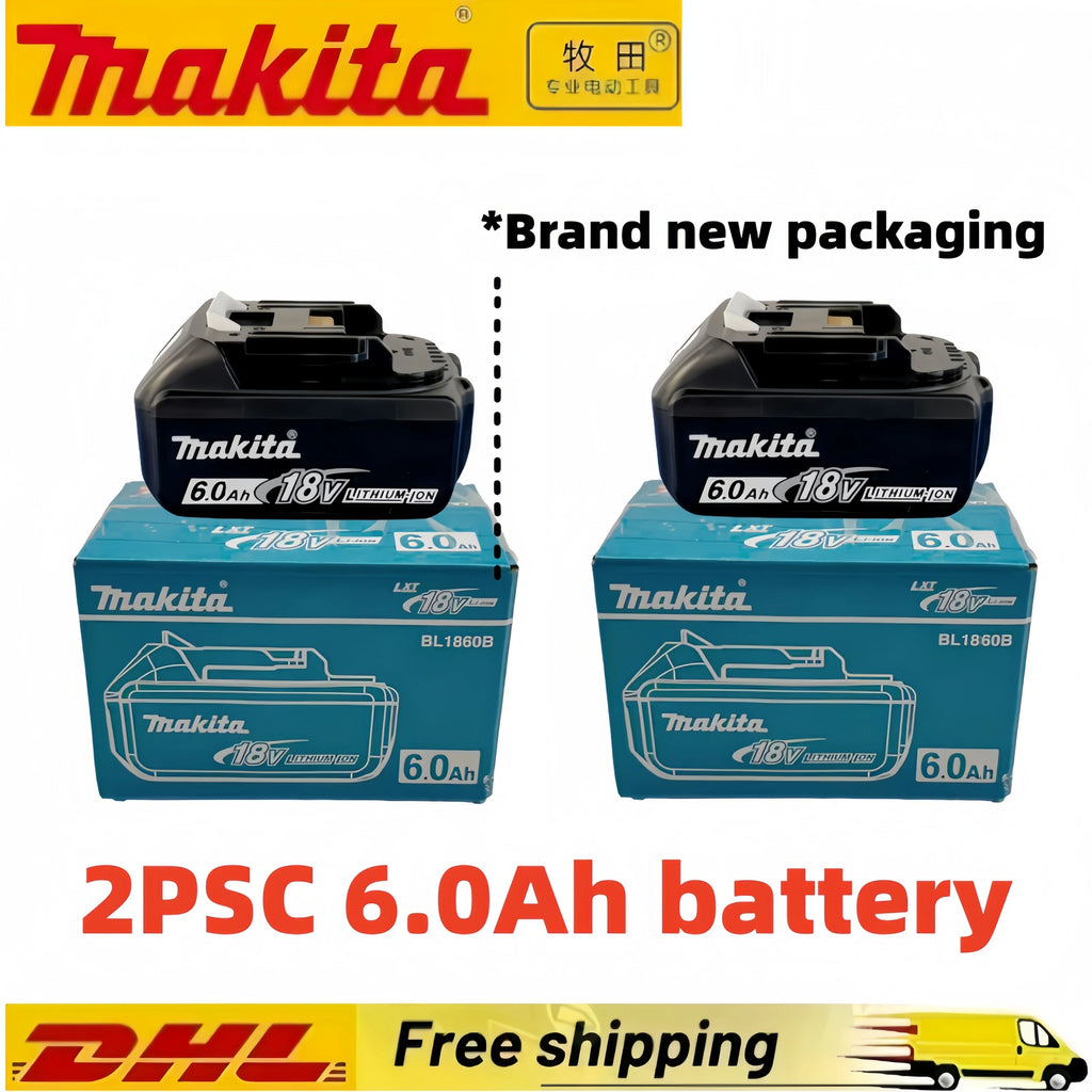 Makita 18V BL1860B Rechargeable Battery for 18V Power Tools Compatible with BL1850B LXT400 - Replacement 18V Makita Battery