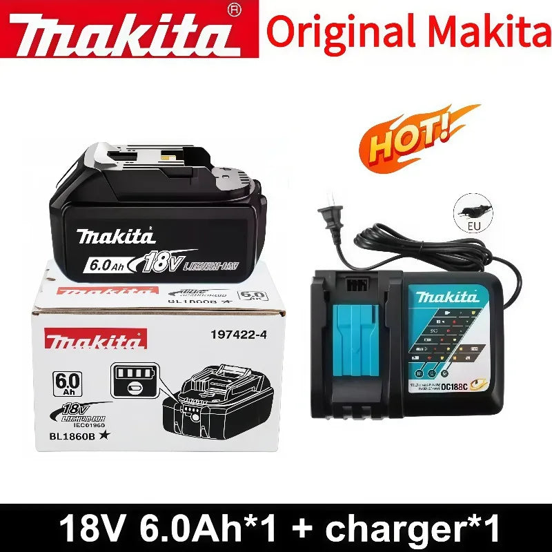 100% Original Makita Battery 6.0Ah Rechargeable Battery 18V Replacing Makita BL1830B L1840B L1850B L1860B Power Tool Battery