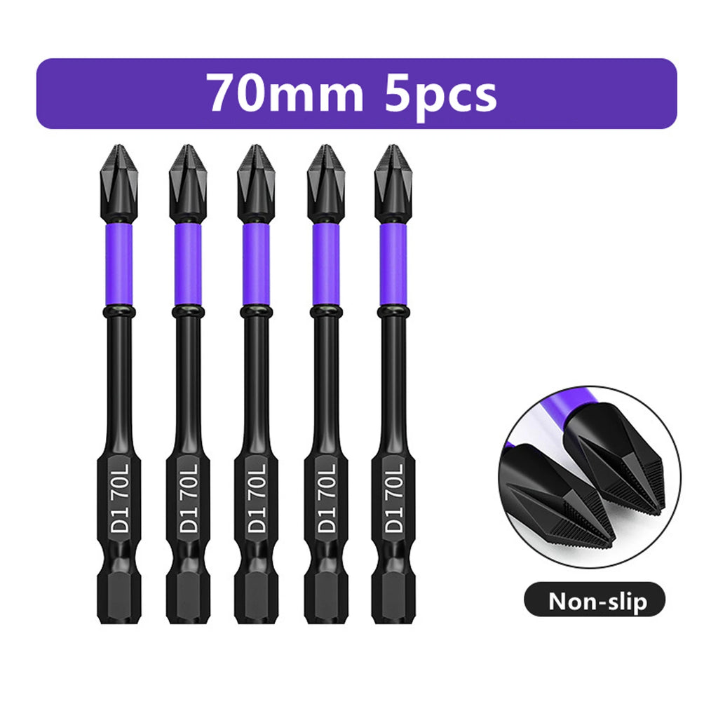D1 Anti-Slip and Shock-Proof Bits Screwdriver Bits High Hardness Strong Magnetic 25/50/65/70/90/150mm PH2 Screwdriver Set