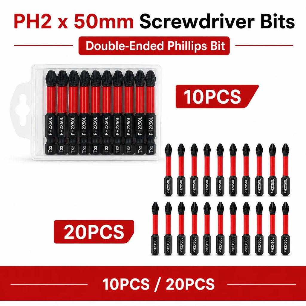 10 20pcs Magnetic PH2 Screwdriver Bits Set 50mm S2 Steel Imp
