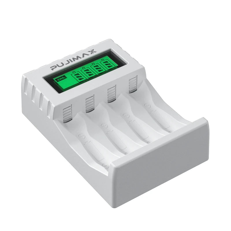 PUJIAMX AA/AAA Rechargeable Battery Charger LCD Display Port