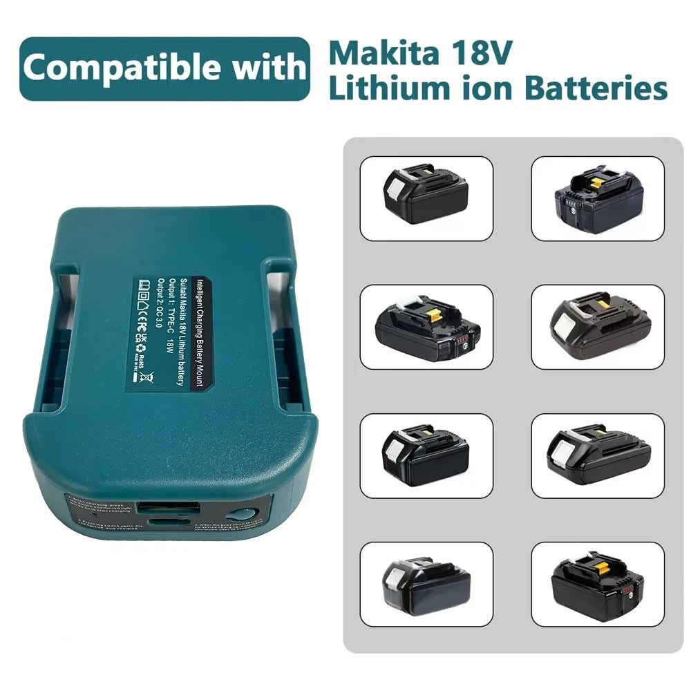 1Pc For Makita 18V With USB With Type-C Battery Holder For M
