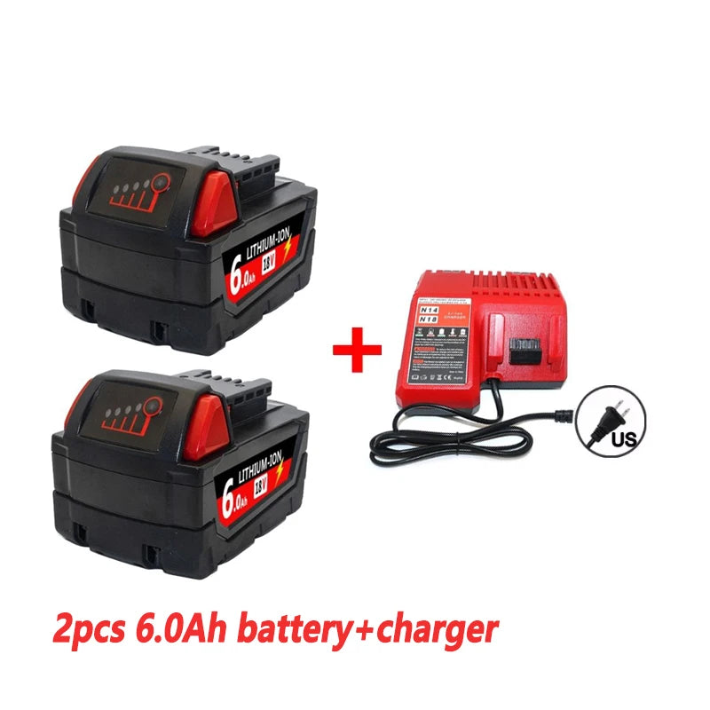For Milwaukee M18 Power Tool Battery Charger BR XC 18V 6000mAh M18B5 48-11-1860 Built-in 18650 Battery12.0Ah
