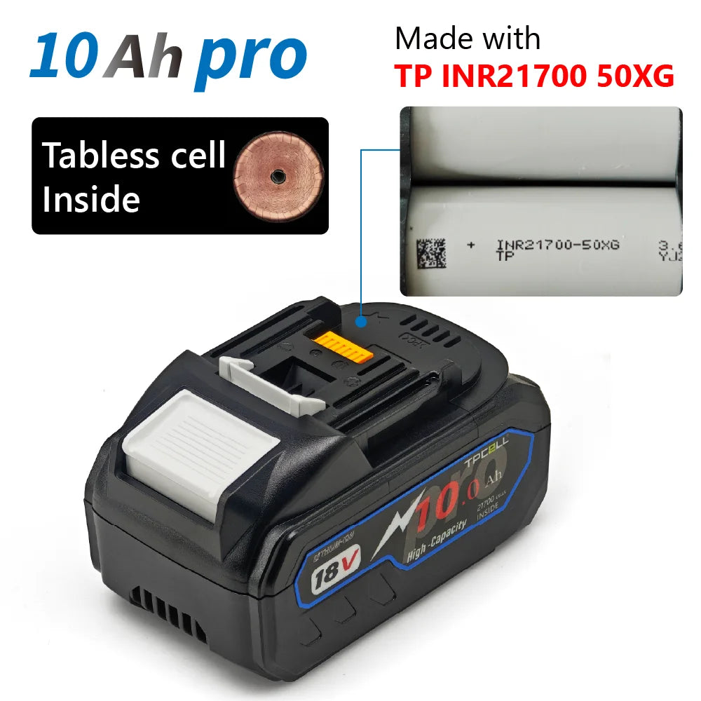 TPCELL 8/10Ah 18V 21700 cells battery for MKT 18V power tools